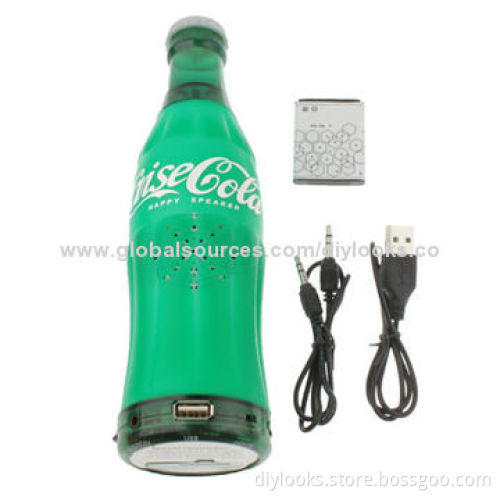 Bottle Shape Card Reader Speaker with FM Radio, Support TF Card/USB Drive (Green)